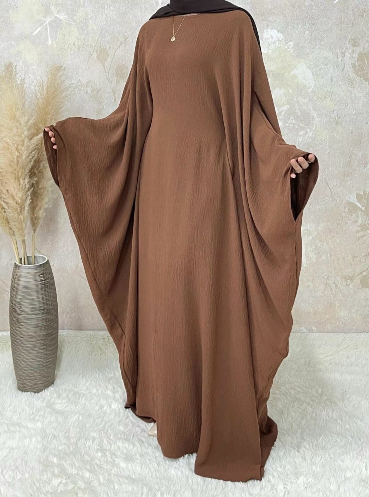 Layla Butterfly Abaya in pink & brown – flowing silhouette by Zoya Z