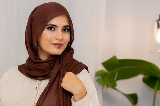 Mocha Brown Modal Hijab – Lightweight, Breathable & Elegant Scarf by Zoya Z