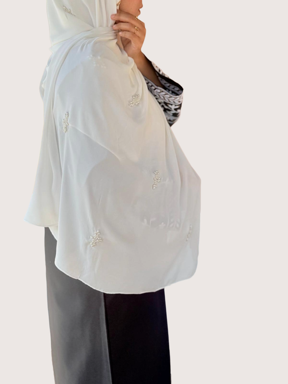 White Chiffon with Pearl