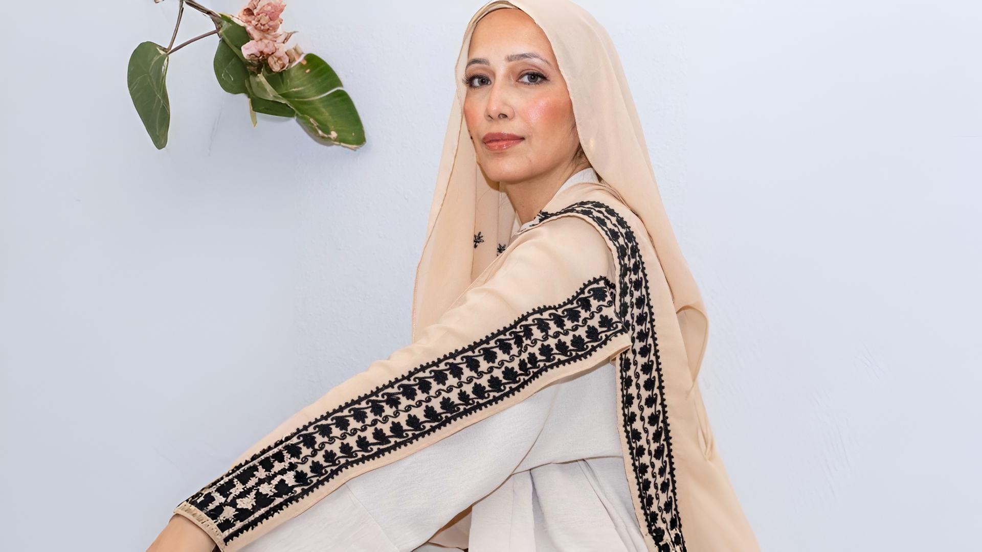 Stylish, Modest and Black Embroidered Chiffon Hijab