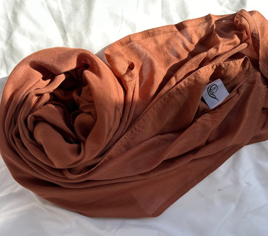 Brown modal hijab soft breathable lightweight non-slip long scarf for Muslim women modest headscarf for everyday wear prayer work travel casual hijab