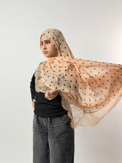 Peach Polka Lace