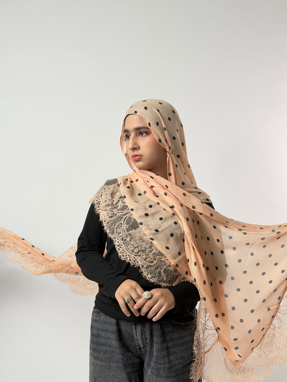 Peach Polka Lace