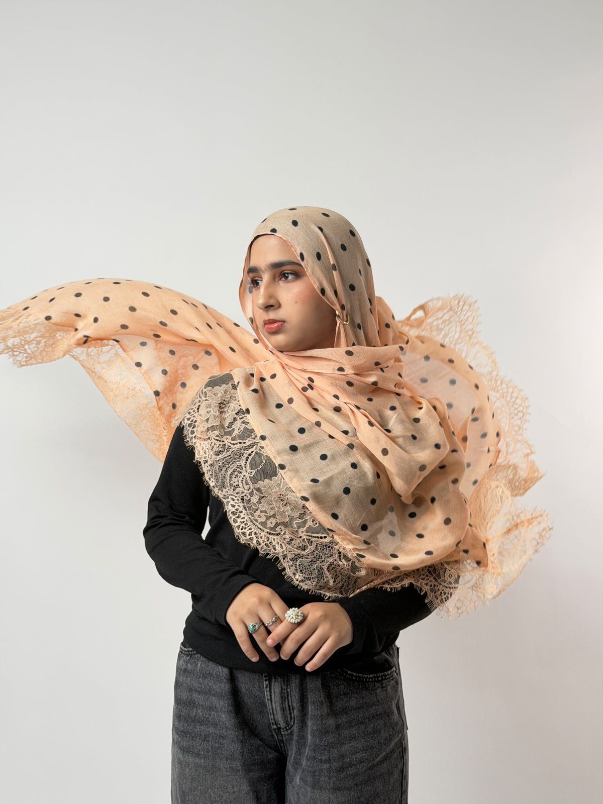 Peach Polka Lace