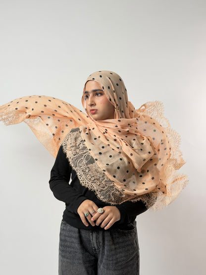 Peach Polka Lace