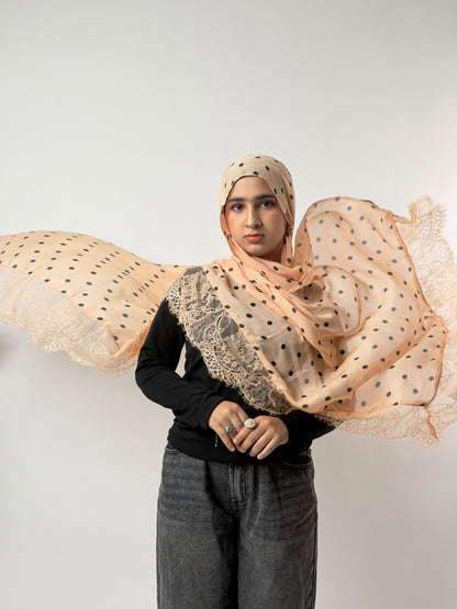 Peach Polka Lace