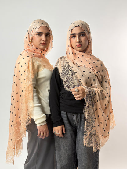 Peach Polka Lace