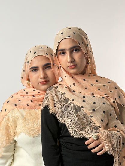 Peach Polka Lace