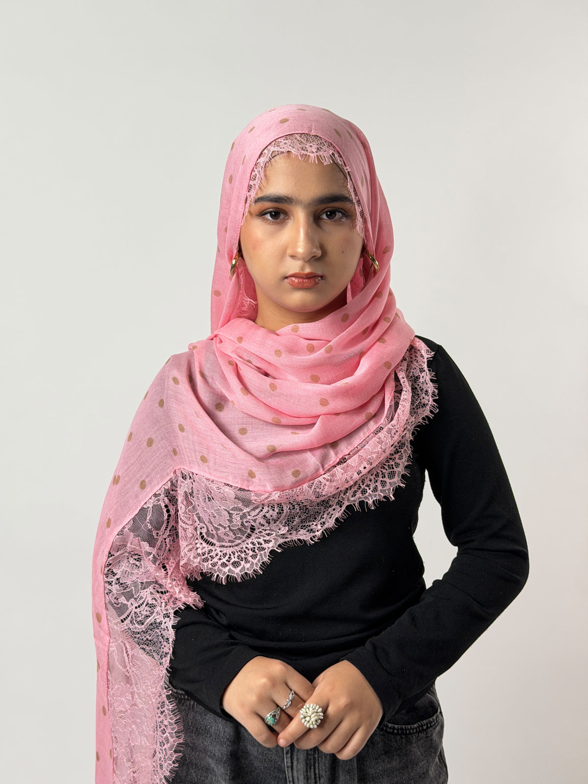 Rose Pink Polka Lace