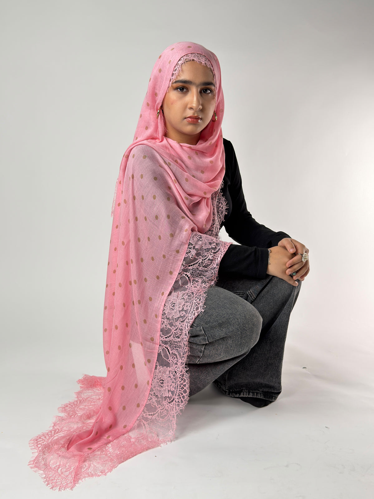 Rose Pink Polka Lace