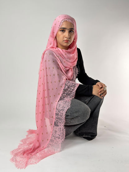 Rose Pink Polka Lace