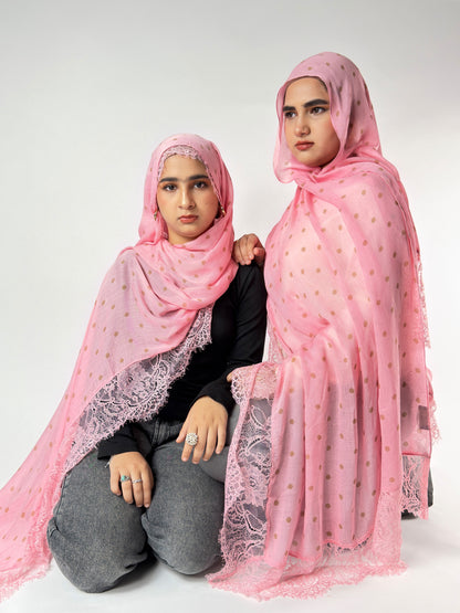 Rose Pink Polka Lace