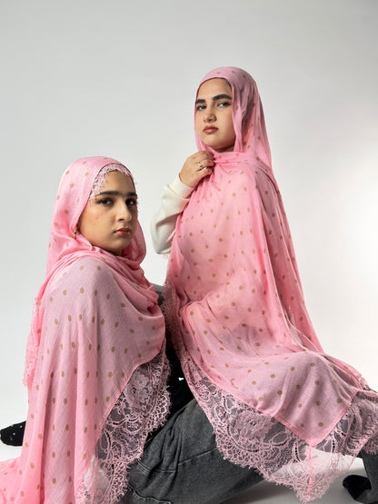 Rose Pink Polka Lace