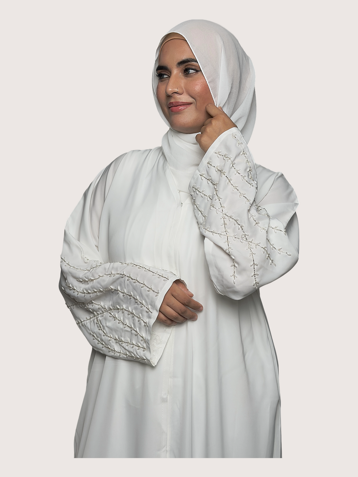Noor Pearl Abaya with Pearl Sleeves