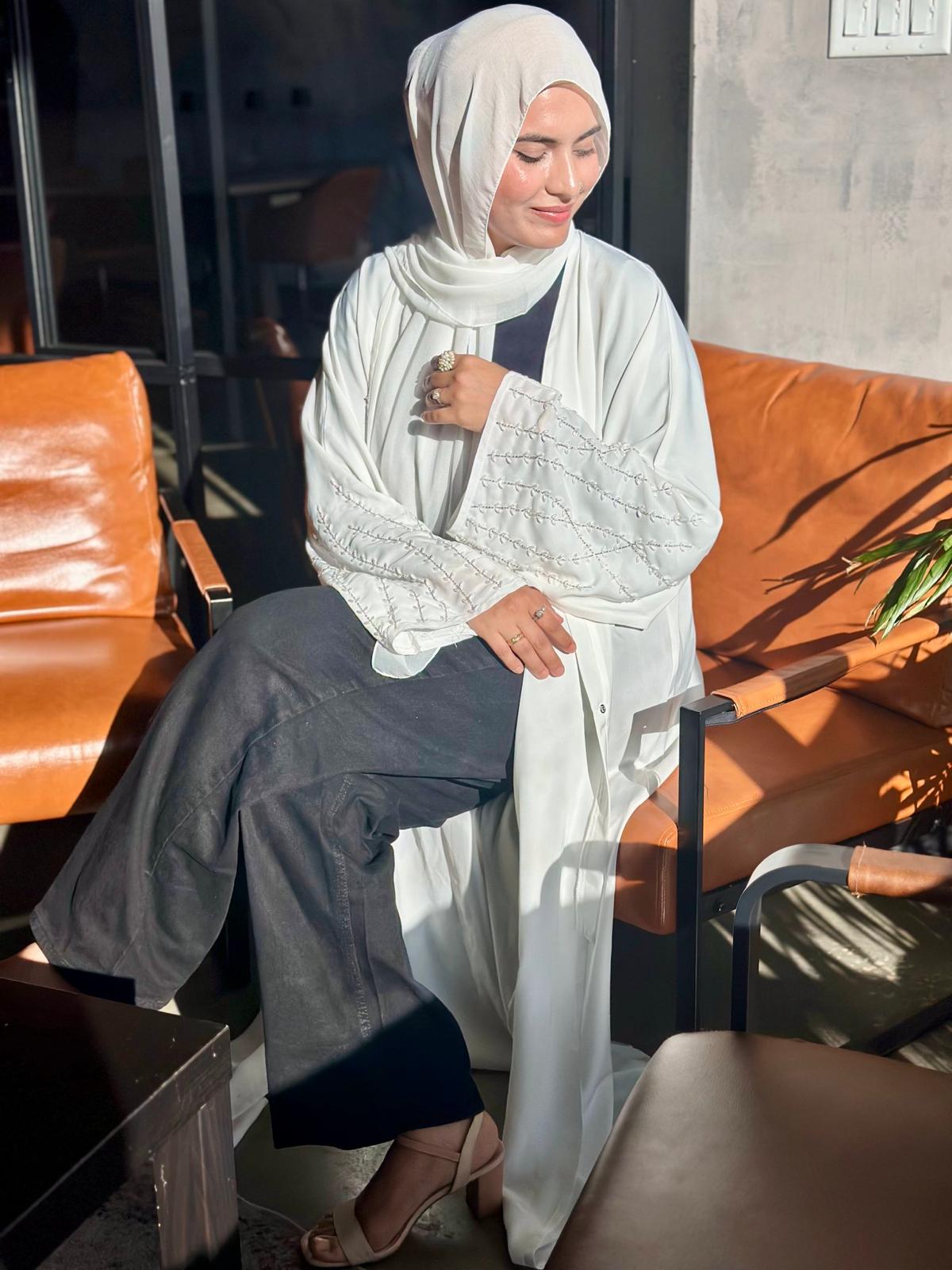 Noor Pearl Abaya with Pearl Sleeves