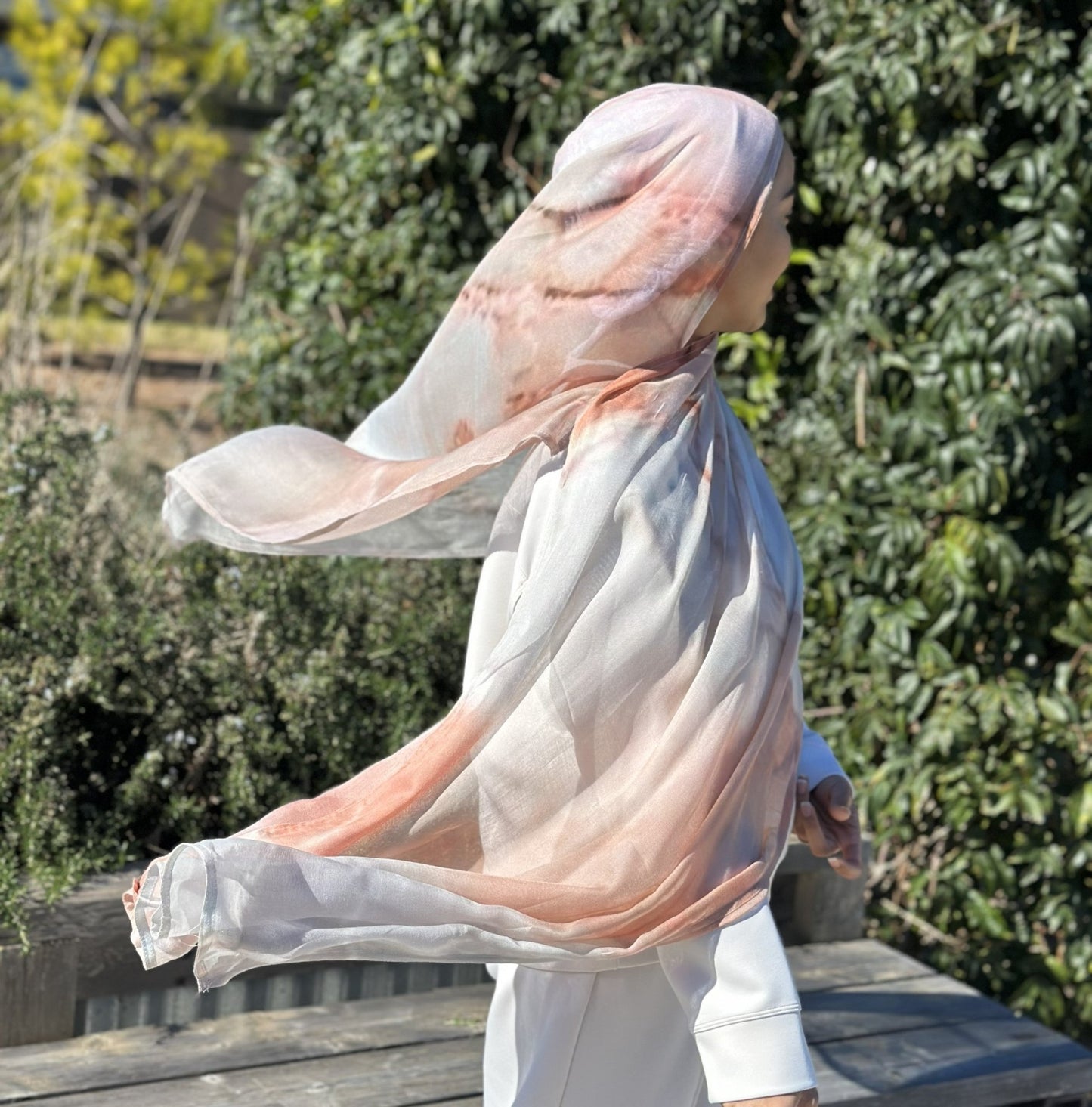 Dahlia Modal Hijab featuring soft floral tones in lightweight breathable modal fabric