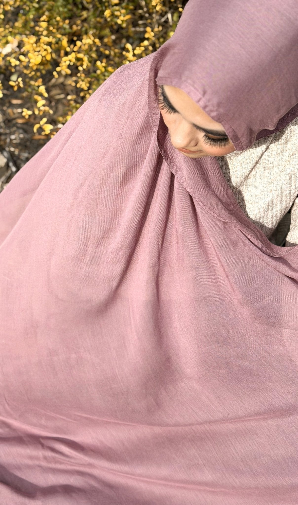 Lilac modal hijab showcasing soft, flowing fabric and airy feel, perfect for relaxed everyday modest styling