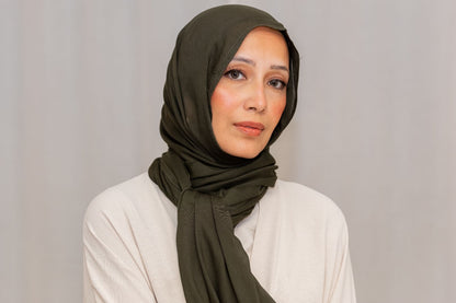 Olive Green Modal Hijab – Soft, Breathable & Elegant Modest Wear by Zoya Z