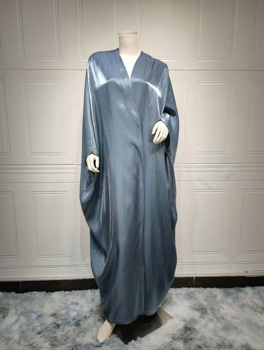 Nela Satin Abaya – kimono style tealabaya with belt by Zoya Z